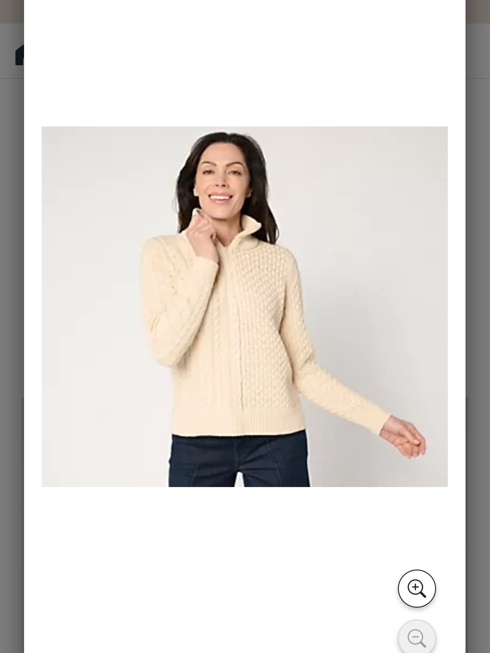AnyBody Cream Cable-Knit Zip-Up Mock Neck Sweater Nwot